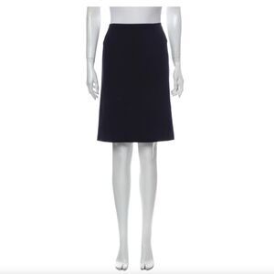 Valentino Black Virgin Wool Straight Skirt Size 10 | Classic Tailored